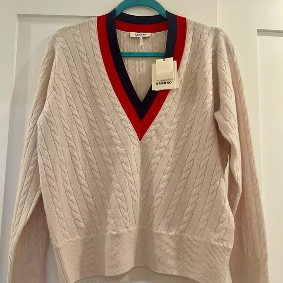 Sandro NWT Women's Andy V-Neck Sweater Size 1 ( Small) - Picture 5 of 5